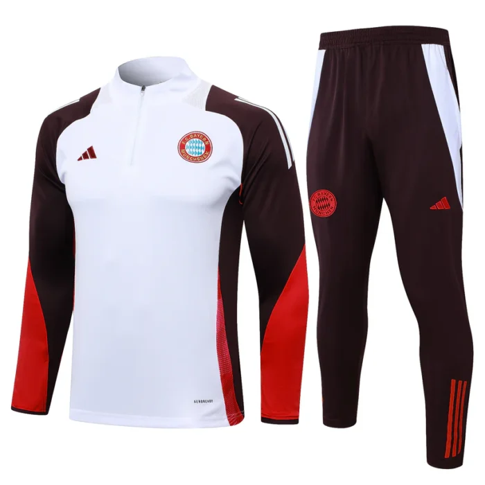 Bayern Munich 2024-25 White and Maroon Half-zip Training suit