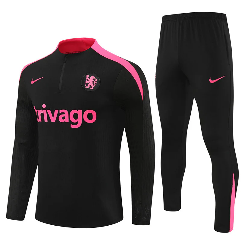 Chelsea 2024-25 Black and Pink Half-Zip Training suit