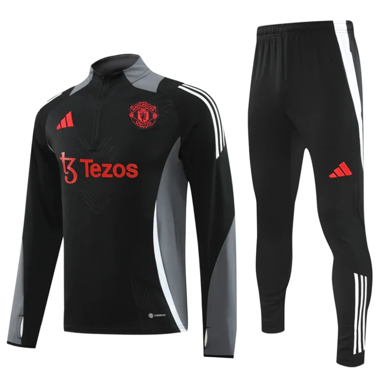 Manchester United 2024-25 Black and Grey Half-Zip Training suit