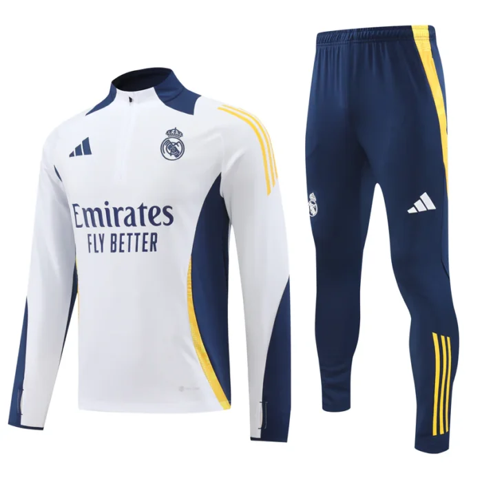 Real Madrid 2024-25 White and Navy Half-Zip Training suit