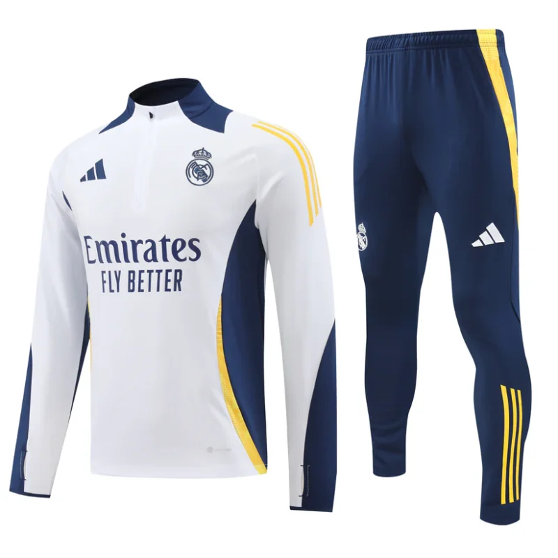 Real Madrid 2024-25 White and Navy Half-Zip Training suit